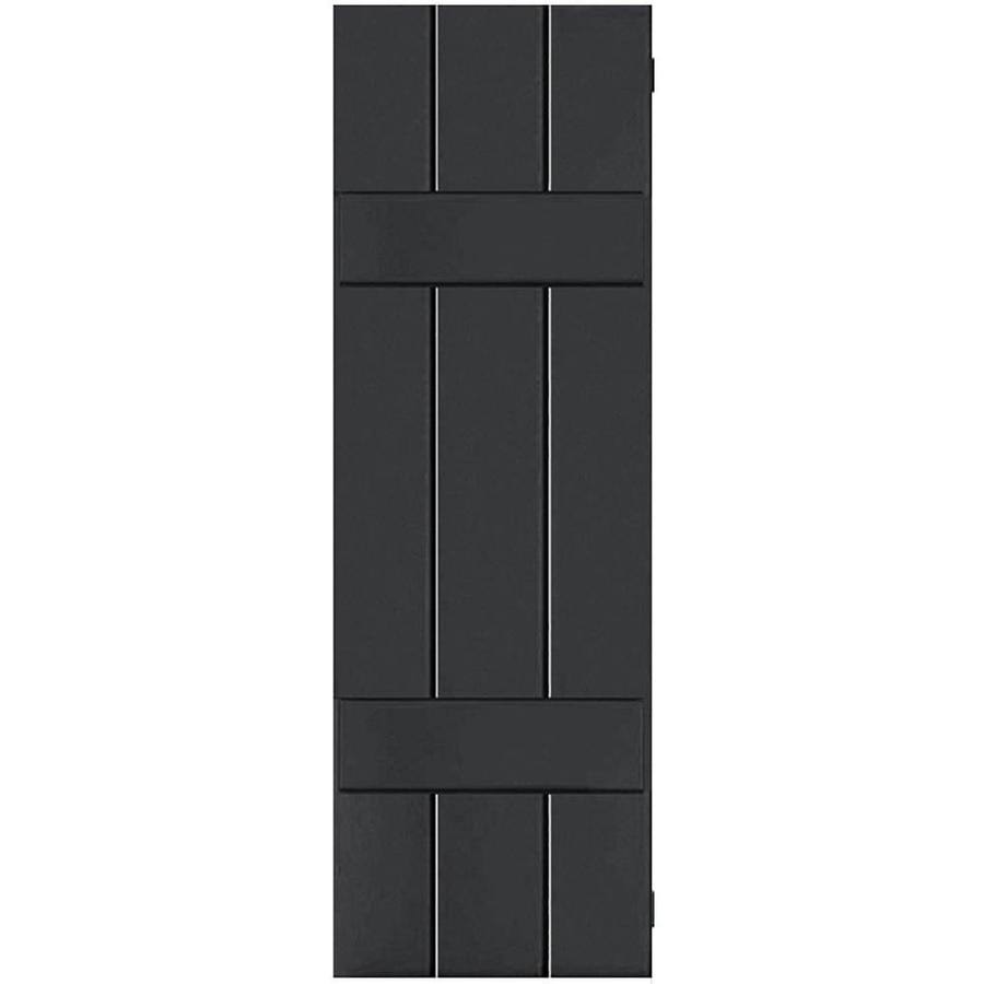 2-Pack 12-in W x 45-in H Black Board and Batten Wood Exterior Shutters G2746