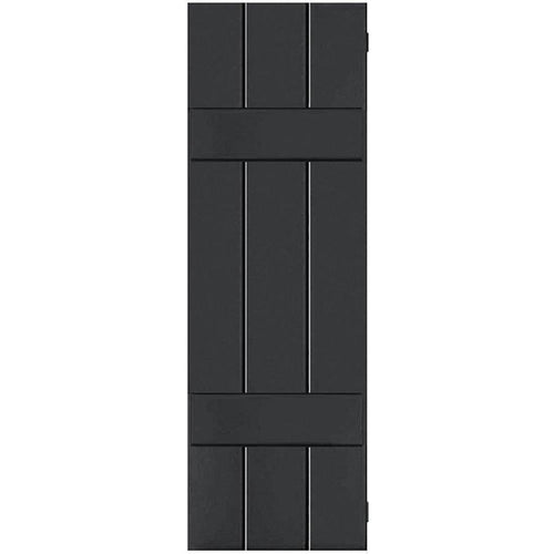 2-Pack 12-in W x 45-in H Black Board and Batten Wood Exterior Shutters G2746