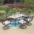 7-Piece Outdoor Dining Set with Faux Wood Table and Swivel Cushioned Chairs J400