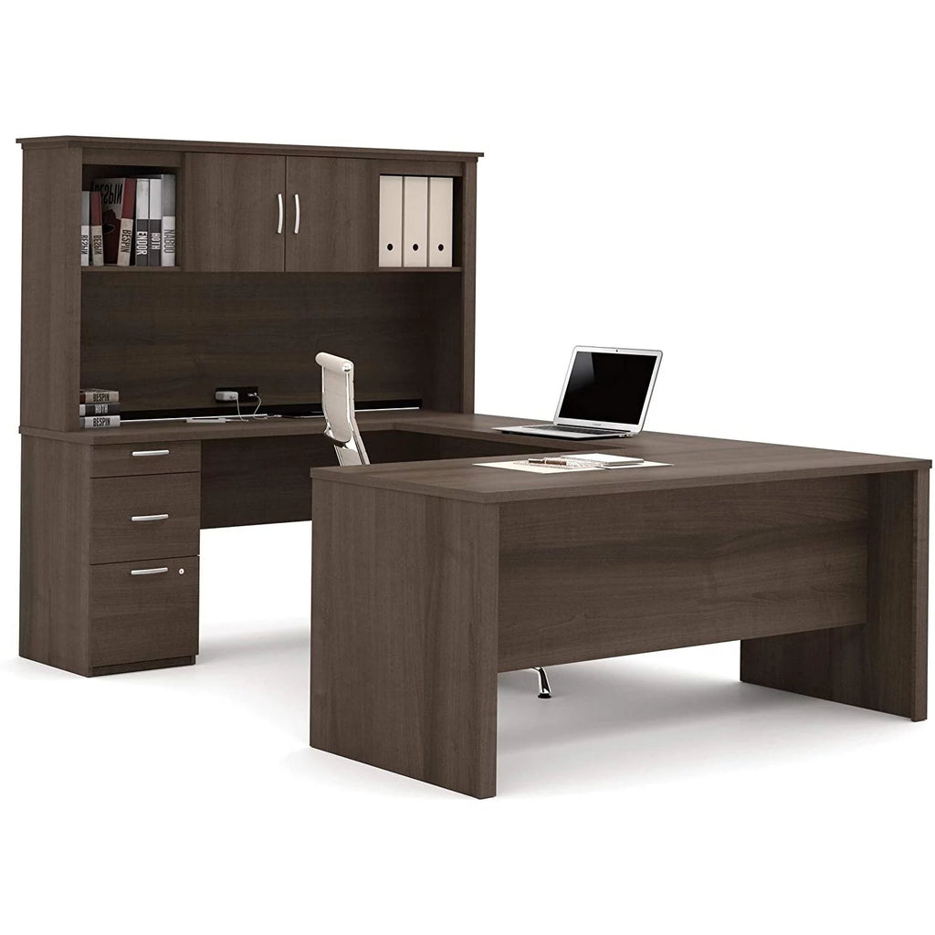 L-Shaped Executive Desk with Pedestal and Hutch L930950