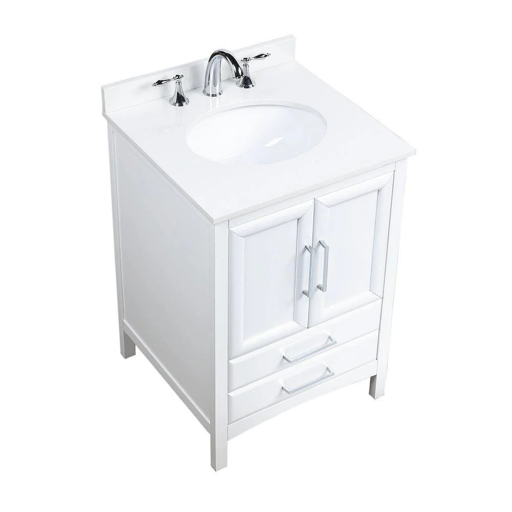 24 in. White Bath Vanity with Cultured Marble Top and White Basin H936875