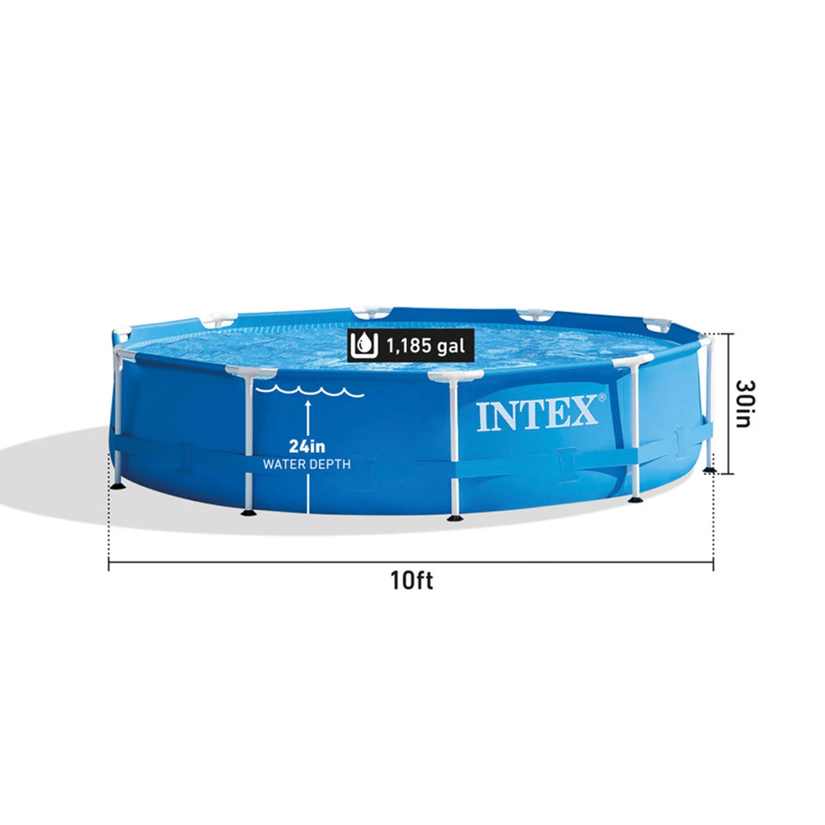 10' x 30 Metal Frame Round Above Ground Swimming Pool with Pump S134536