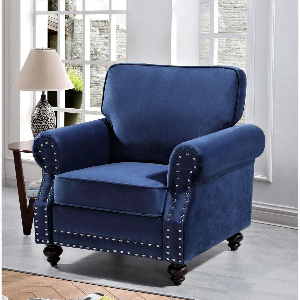Dark Blue Velvet Chair N610