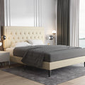 Queen Size Upholstered Platform Bed with Adjustable Headboard D391090
