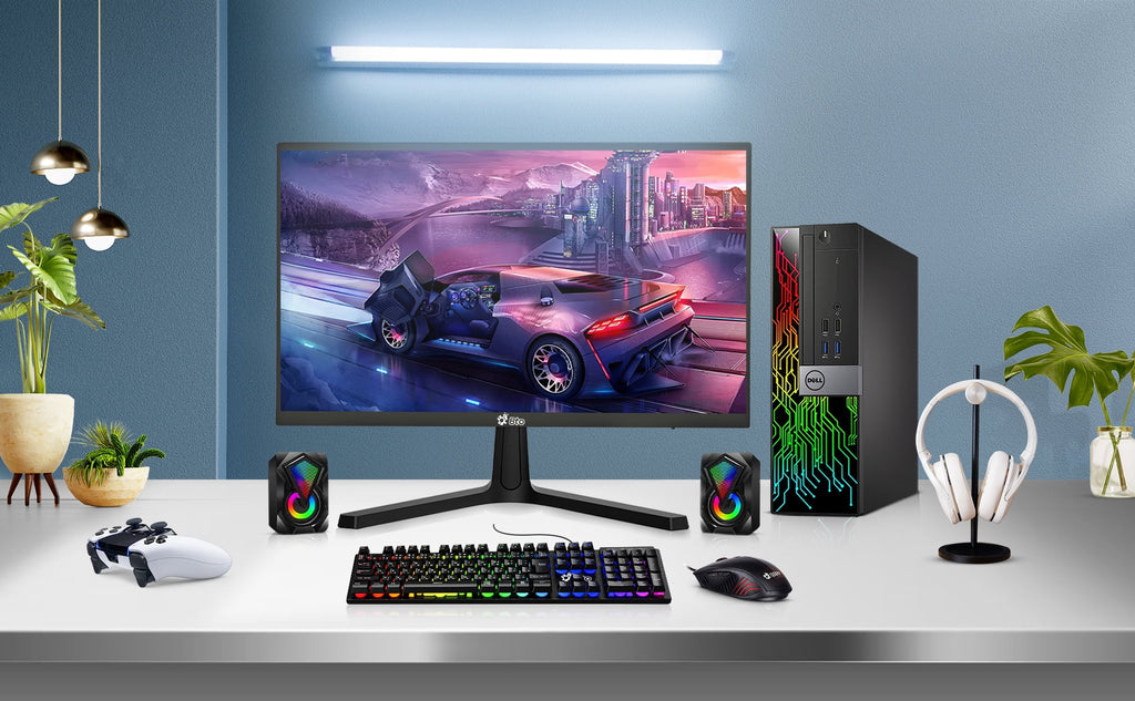 RGB Gaming Desktop Computer PC, Intel i5 6th Gen, AMD Radeon RX 550, 16GB Ram, 1TB SSD, 22 inch Monitor, Keyboard Mouse Headset, WiFi Windows 10 Pro U670
