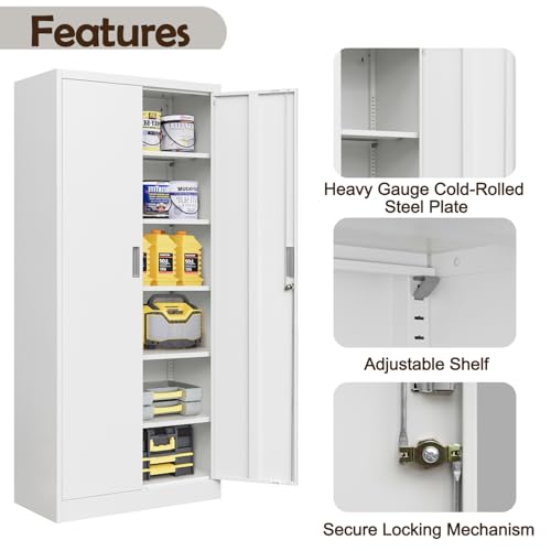 Black Metal Storage Cabinet with 5 Adjustable Shelves Z954