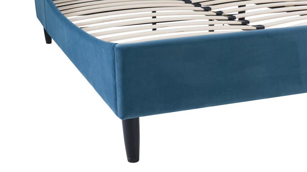 Queen Satin Teal Velvet Tufted Platform Bed E602092