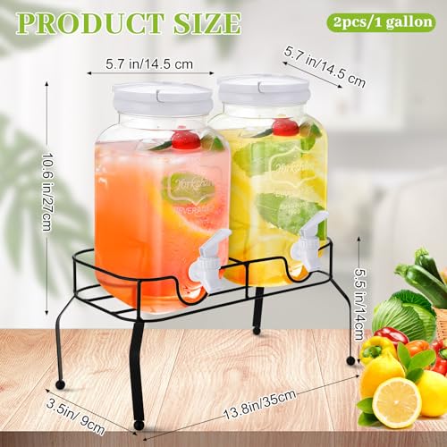 2 Pcs Plastic Drink Dispensers with Stand and Spigot V919207