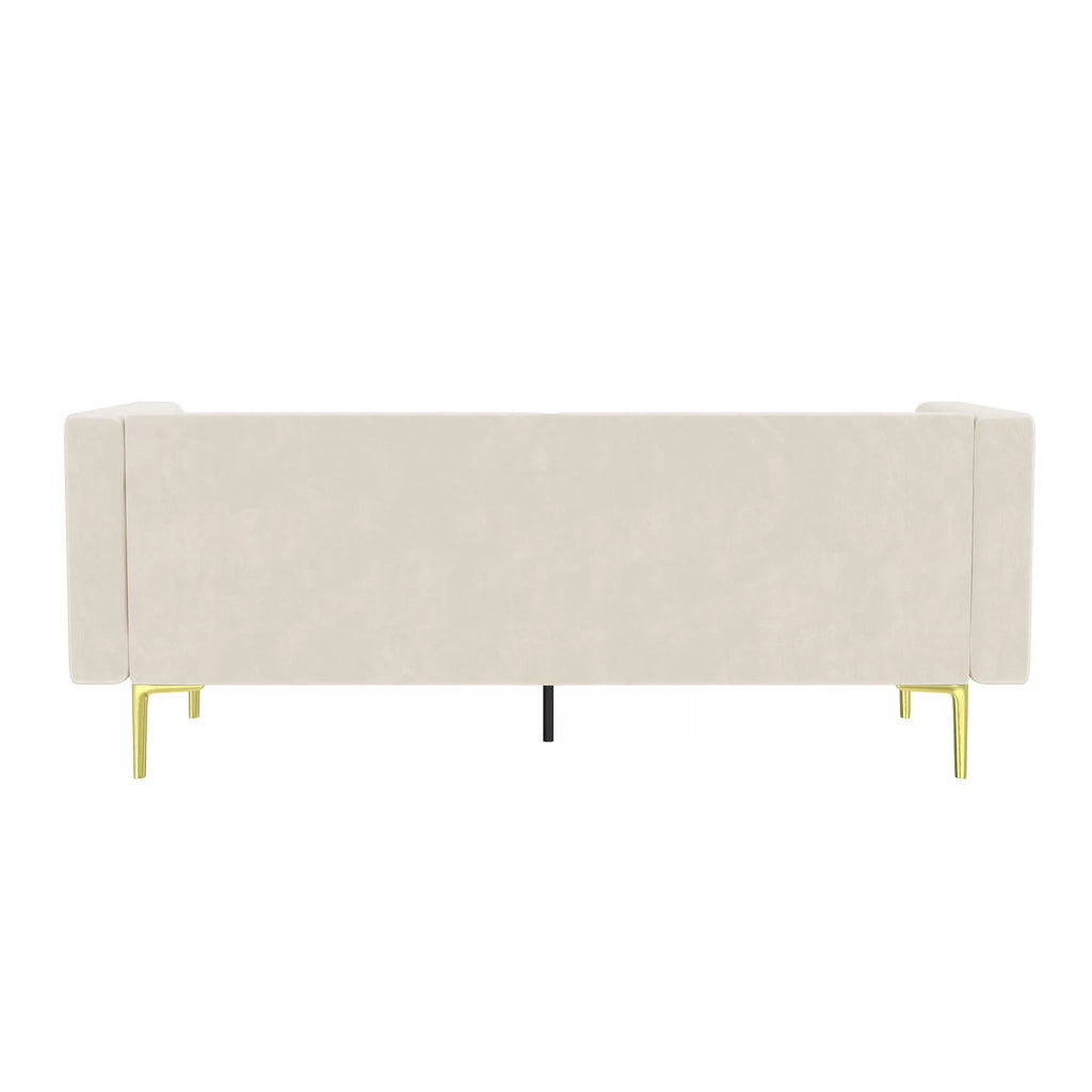Ivory Velvet Sofa with Gold Finish Metal Legs D525