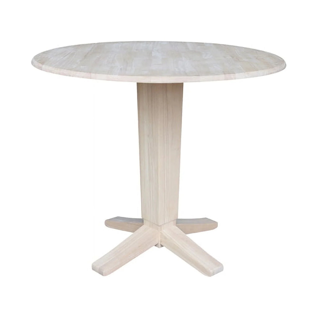 42" Round Solid Wood Drop Leaf Counter Height Dining Table with 4 Stools B6774