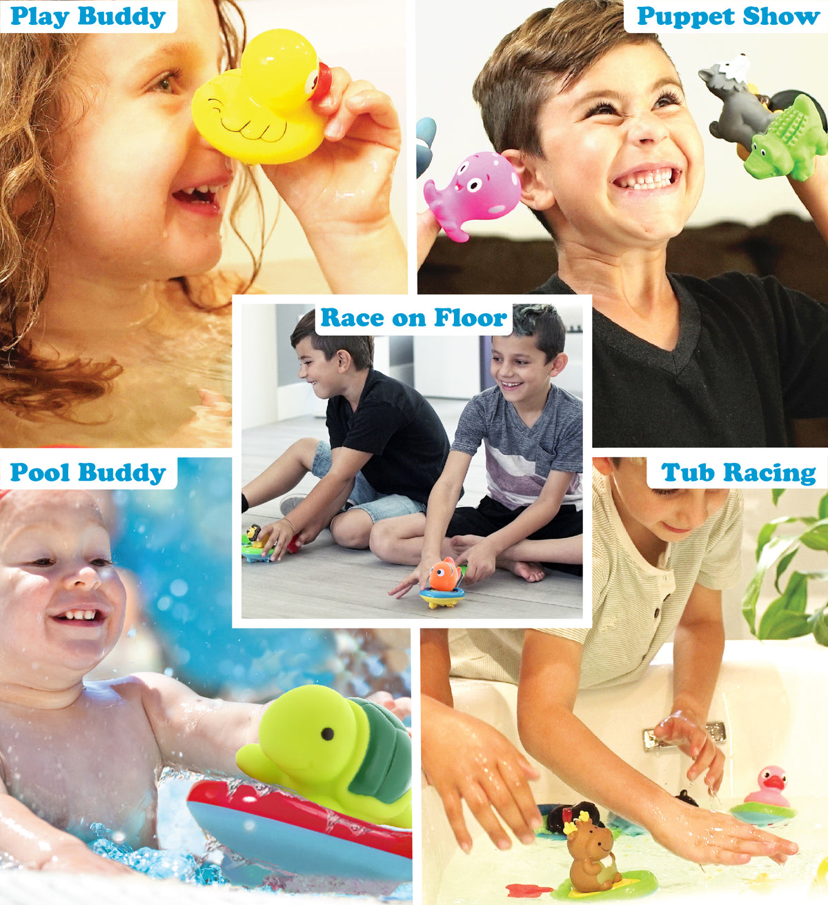 Sea Life Boat Racers Bundle Set of 4 Bath Toy M78091