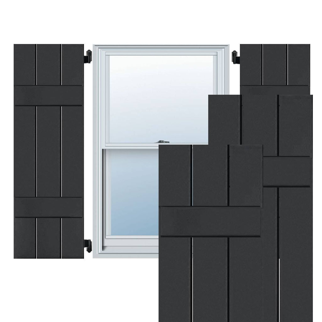 2-Pack 12-in W x 45-in H Black Board and Batten Wood Exterior Shutters G2746