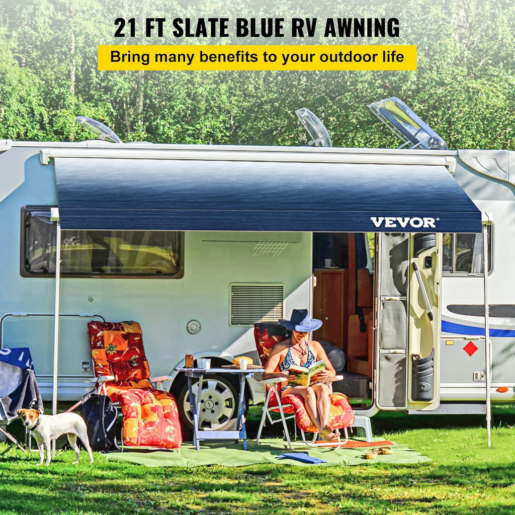 Slate Blue 15oz Vinyl RV Awning Replacement Fabric Y6577