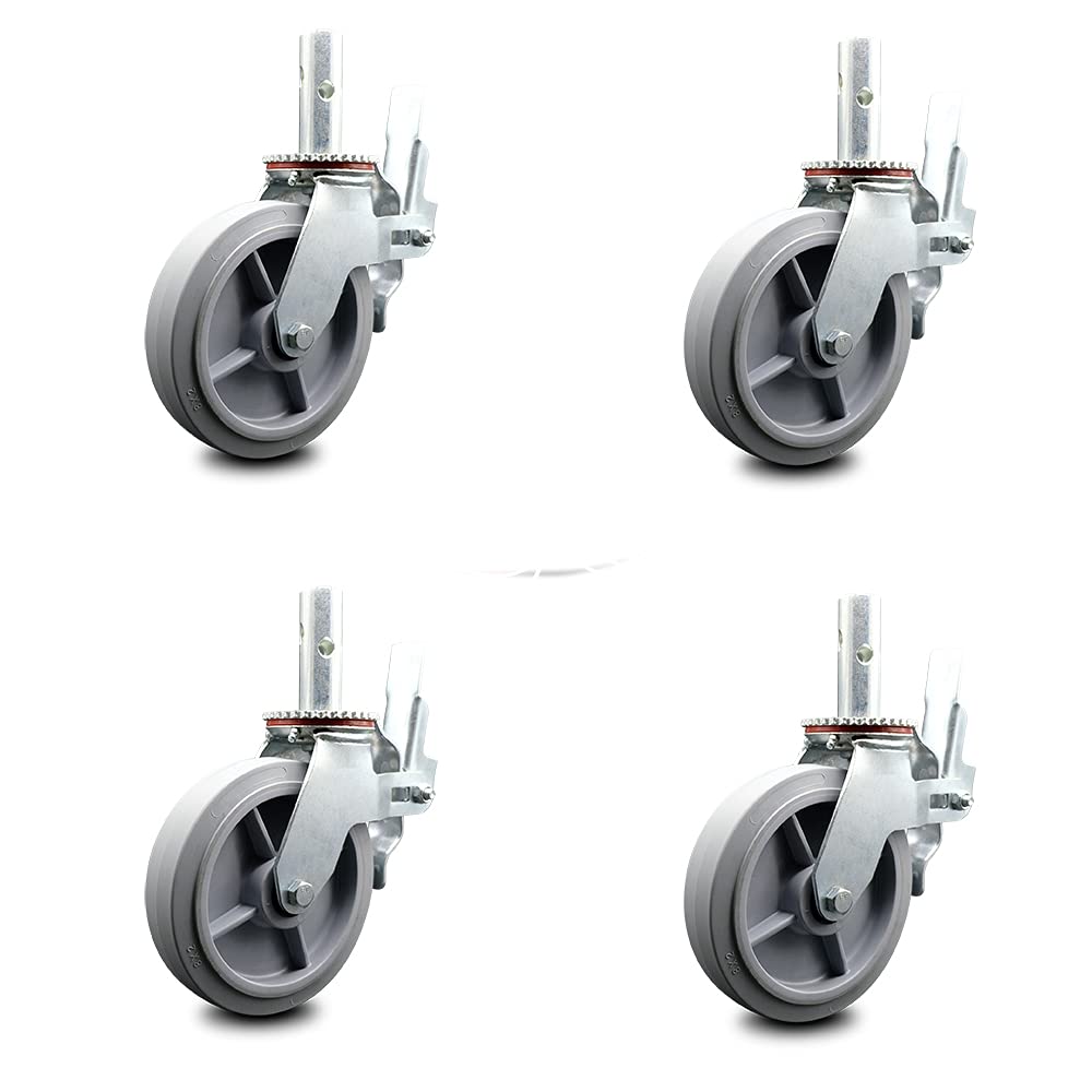 8 Inch Black Rubber Swivel Caster on Cast Iron Wheel, 600 lbs. Capacity, Pack of 2 T822902
