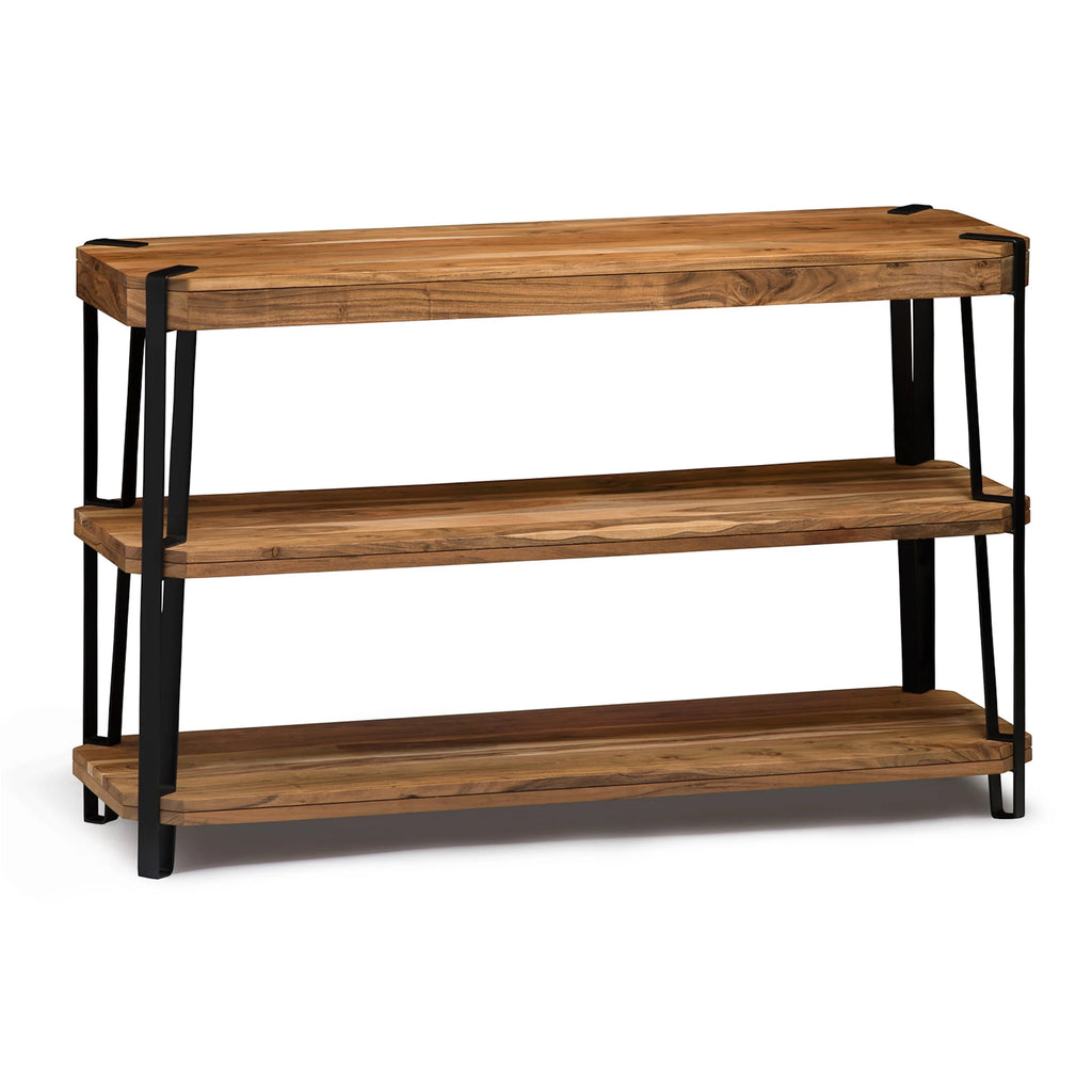 Natural Solid Wood with Metal Media Console Table O3901