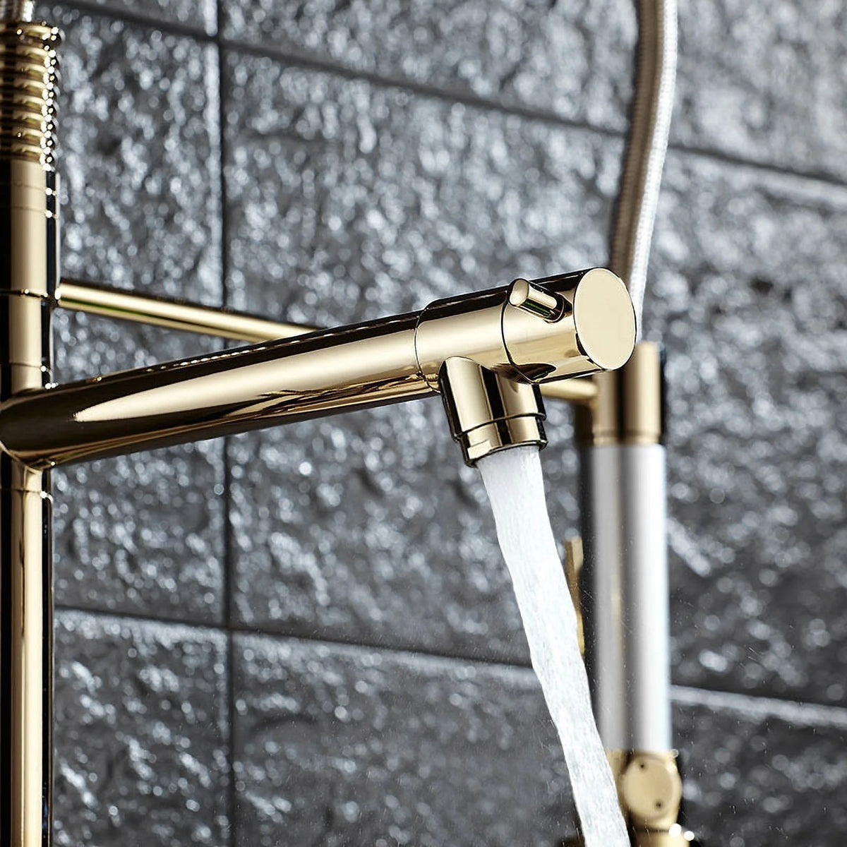 Pull Out Sprayer Kitchen Faucet Solid Brass H5468