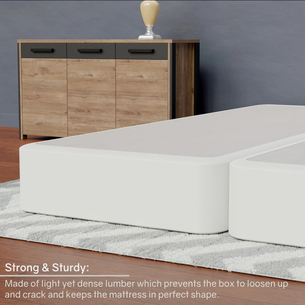 8-Inch Low Profile Wooden Box Spring, White Twin P7485