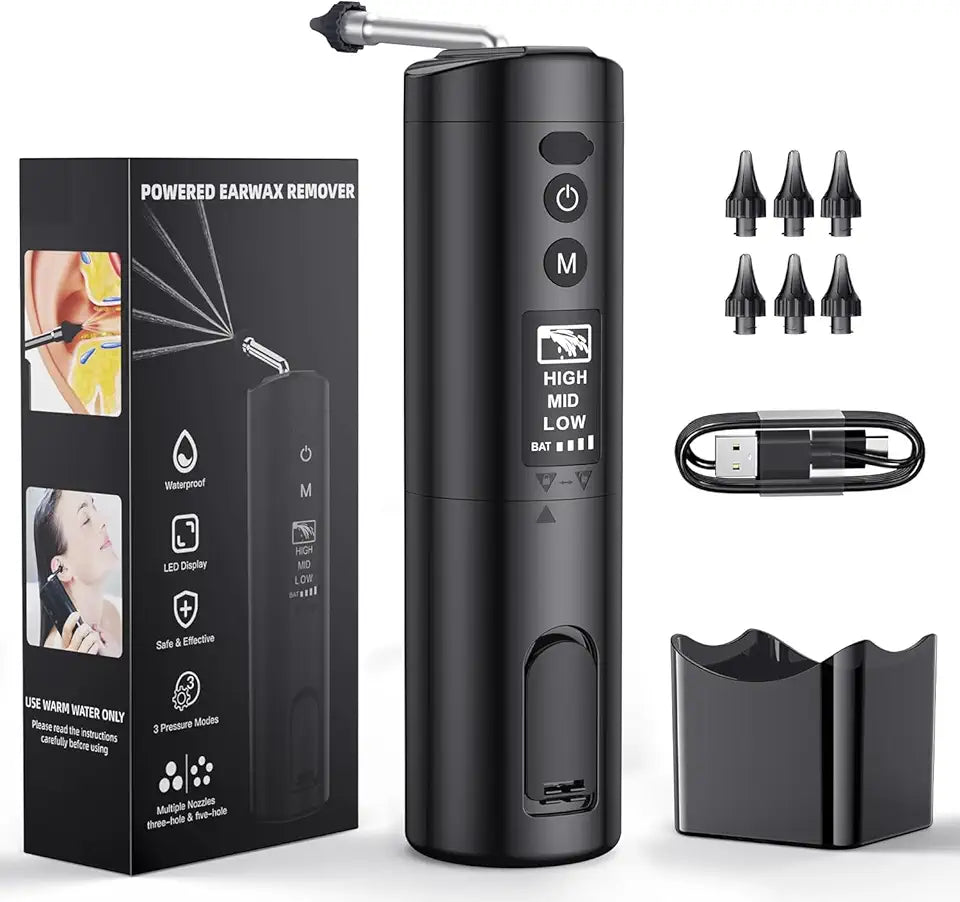 Electric Ear Wax Removal Kit with 6 Reusable Tips O847