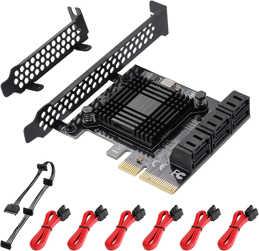 6 Port PCIe SATA 3.0 Card with 6 SATA Cables and Low Profile Bracket I8313
