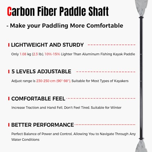 Carbon Fiber Shaft Plastic Blade Adjustable Kayak Paddles L6359