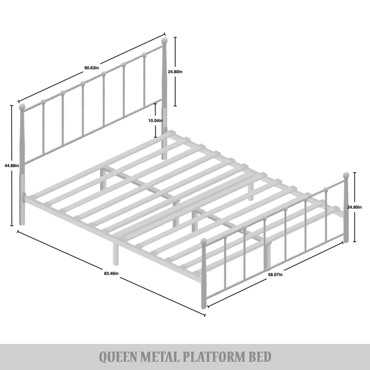 Twin Size White Metal Platform Bed W923694