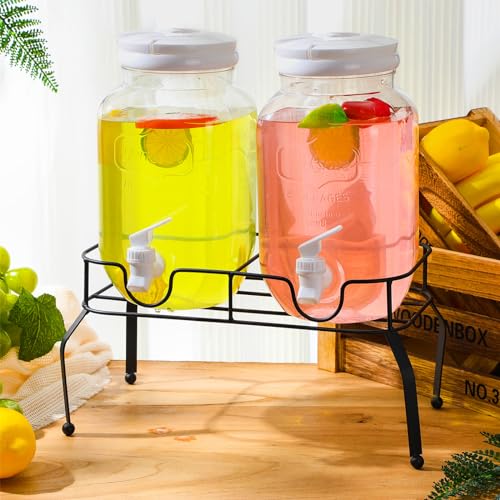 2 Pcs Plastic Drink Dispensers with Stand and Spigot V919207