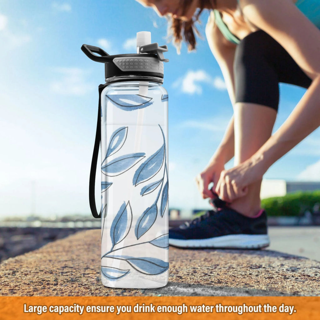 Blue Leaves 32oz Tritan Leakproof Sports Bottle with Straw Z9039