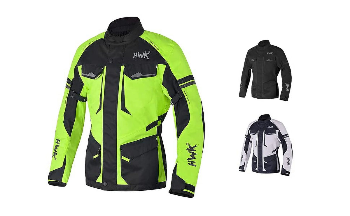 Motorcycle Jacket with Cordura Textile Fabric and Armor Hi-Vis Green XL X113