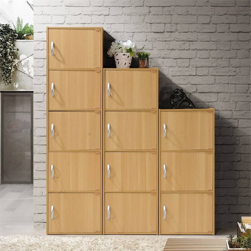 3 Shelf 3 Door Bookcase in Beech, Brown H14976