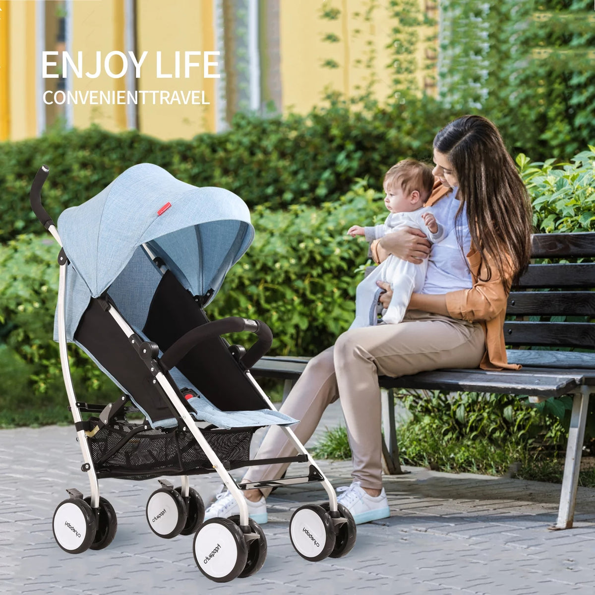 Blue Compact Lightweight Folding Umbrella Stroller Q7634
