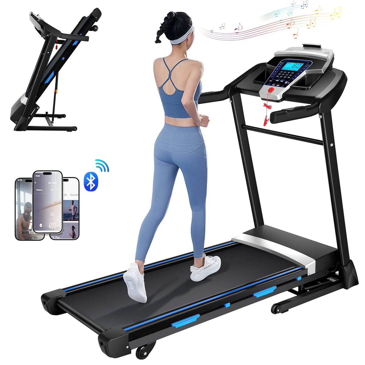 17'' Folding Treadmill with 15-Level Auto Incline, 3.25HP Motor, Black N33855