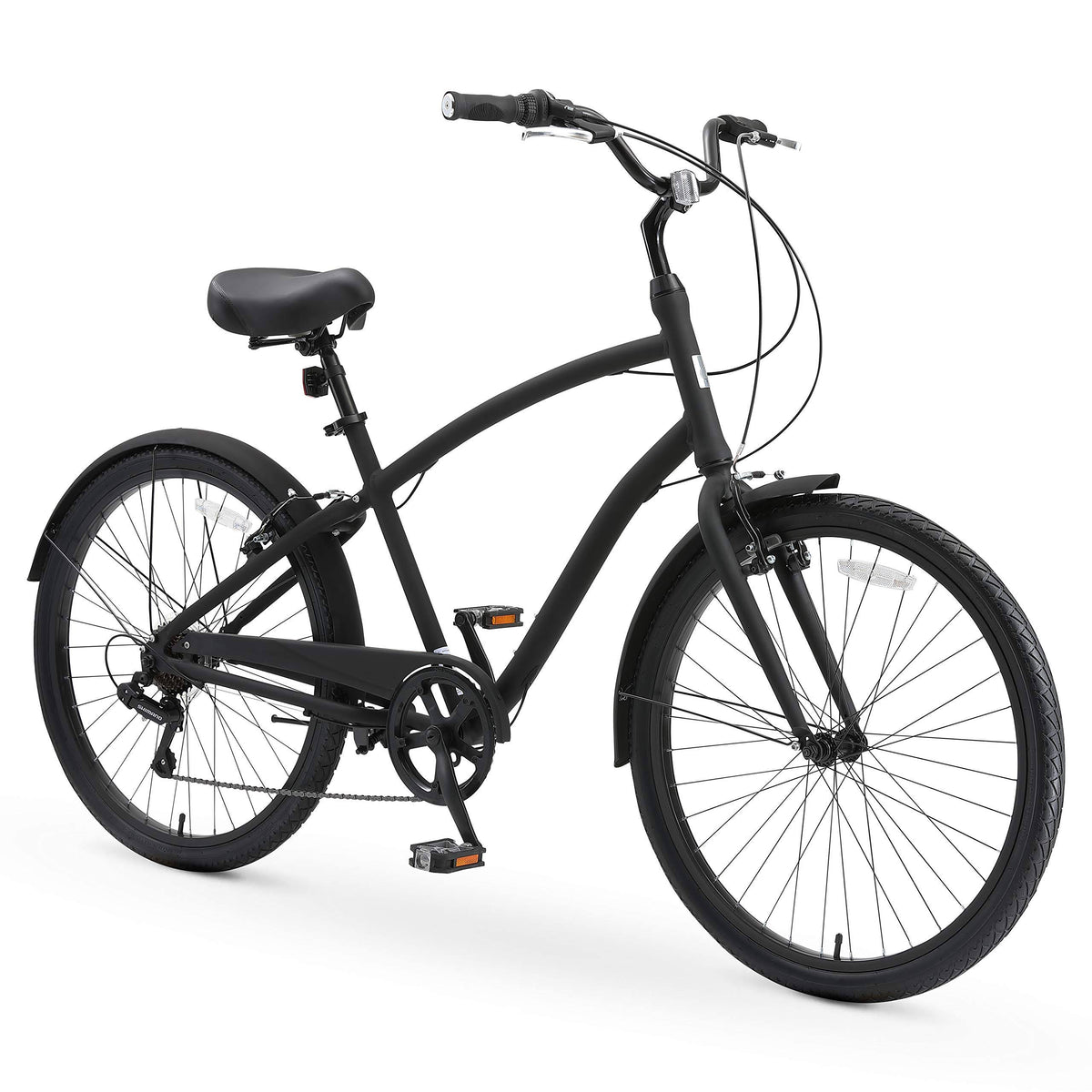 Matte Black 26" 7-Speed Hybrid Cruiser Bicycle R848251
