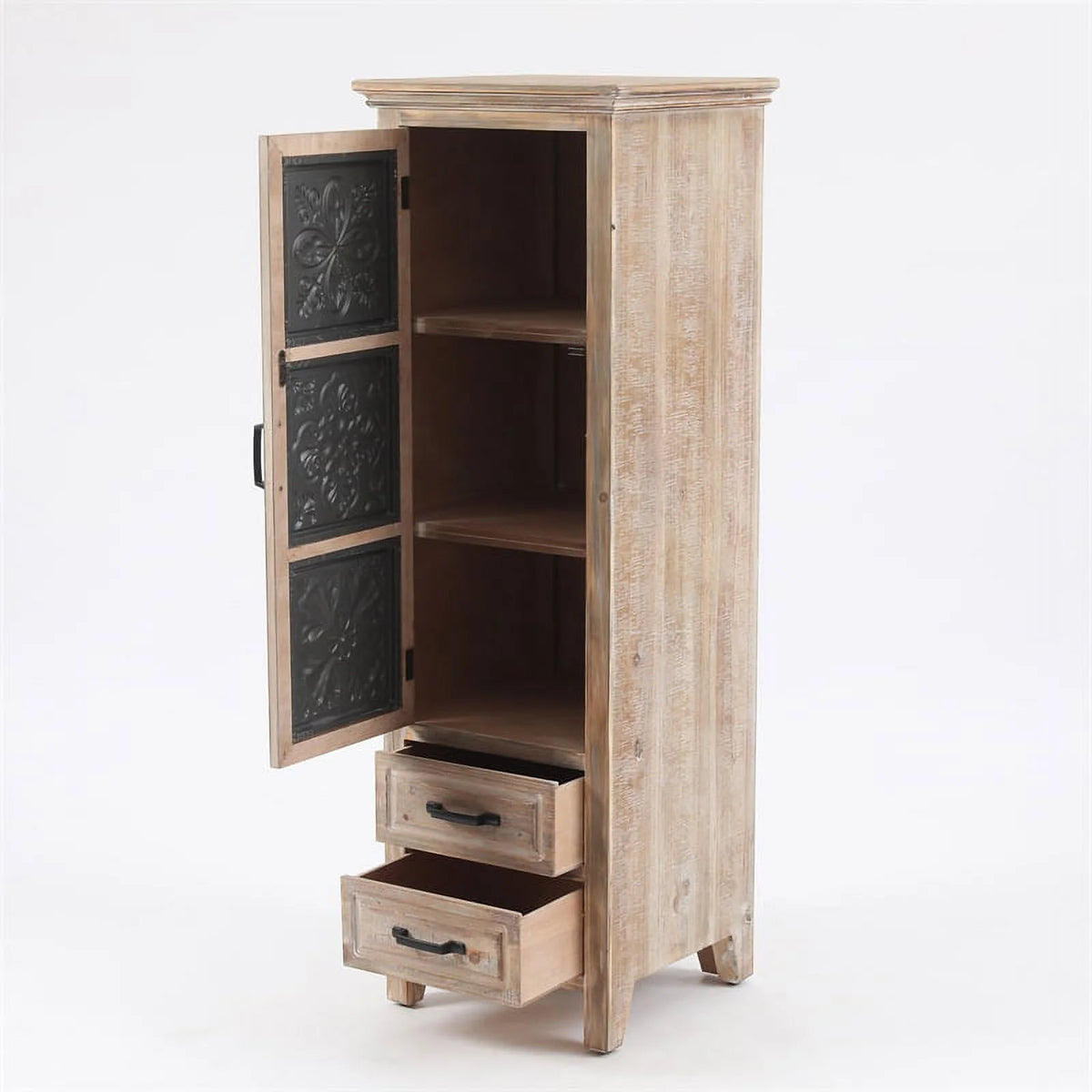 2 Drawer Wood Tall Tower Cabinet Set of 2 Z733