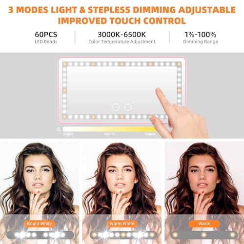 Rechargeable Clip-on Car Sun Visor Vanity Mirror with 3 Light Modes B904060