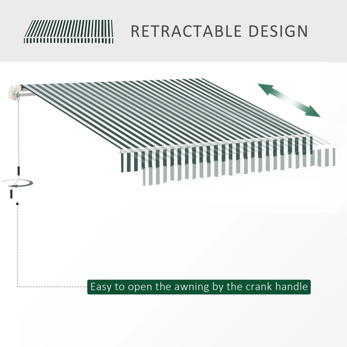 Green White Retractable Patio Awning T893