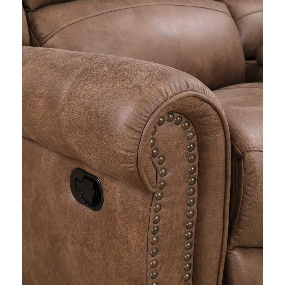 Weathered Brown Reclining Loveseat with Storage and Cupholders R269144