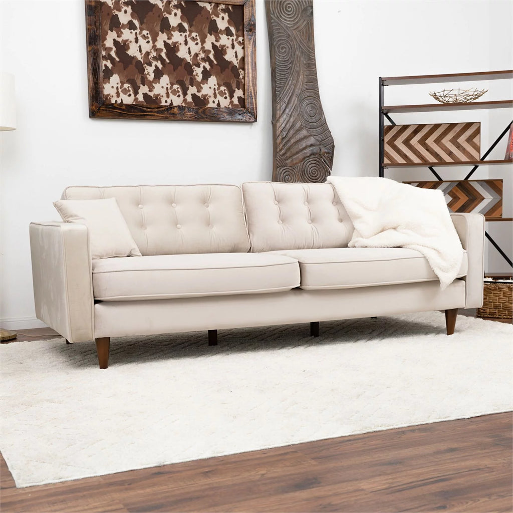 Beige Velvet Living Room Couch M779