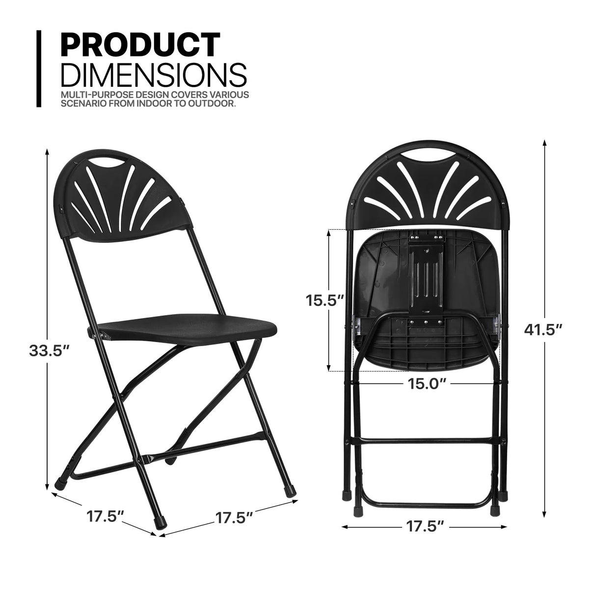 11 Pieces 4.5 Ft Round Foldable Table and Chair Set Black U10094