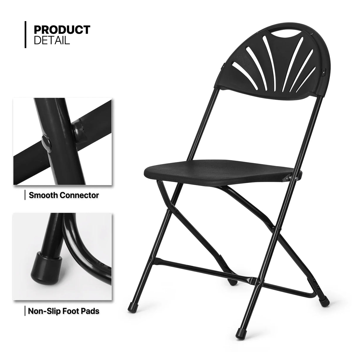 11 Pieces 4.5 Ft Round Foldable Table and Chair Set Black U10094