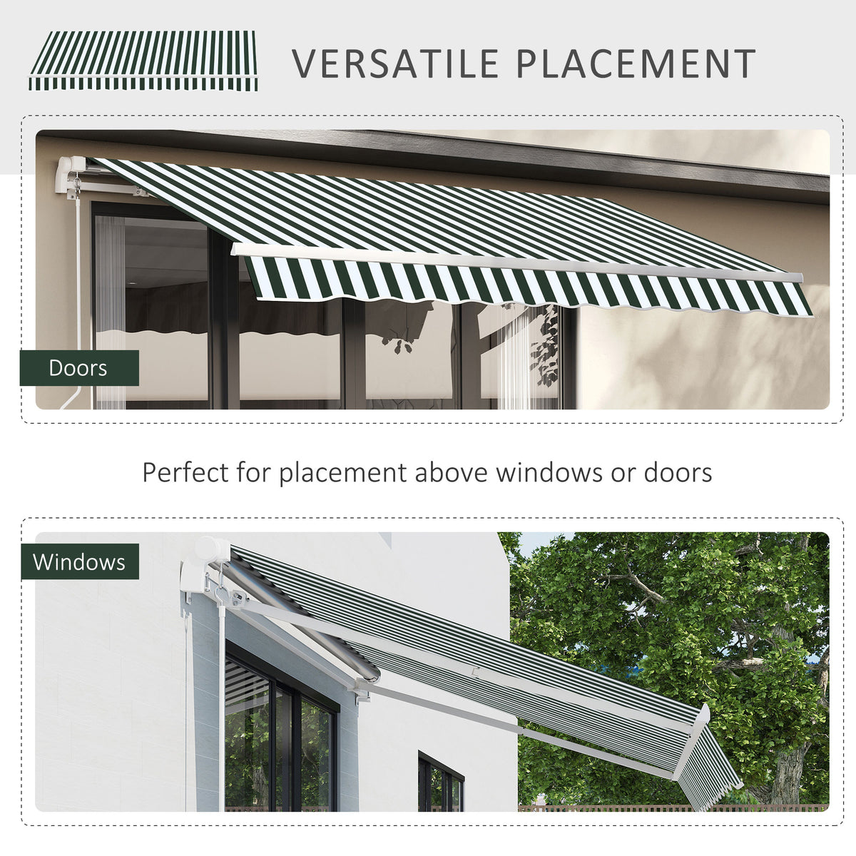 Green White Retractable Patio Awning T893
