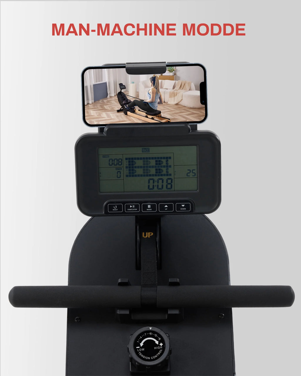 Wooden Magnetic Rower Machine with 16 Levels of Resistance S2803