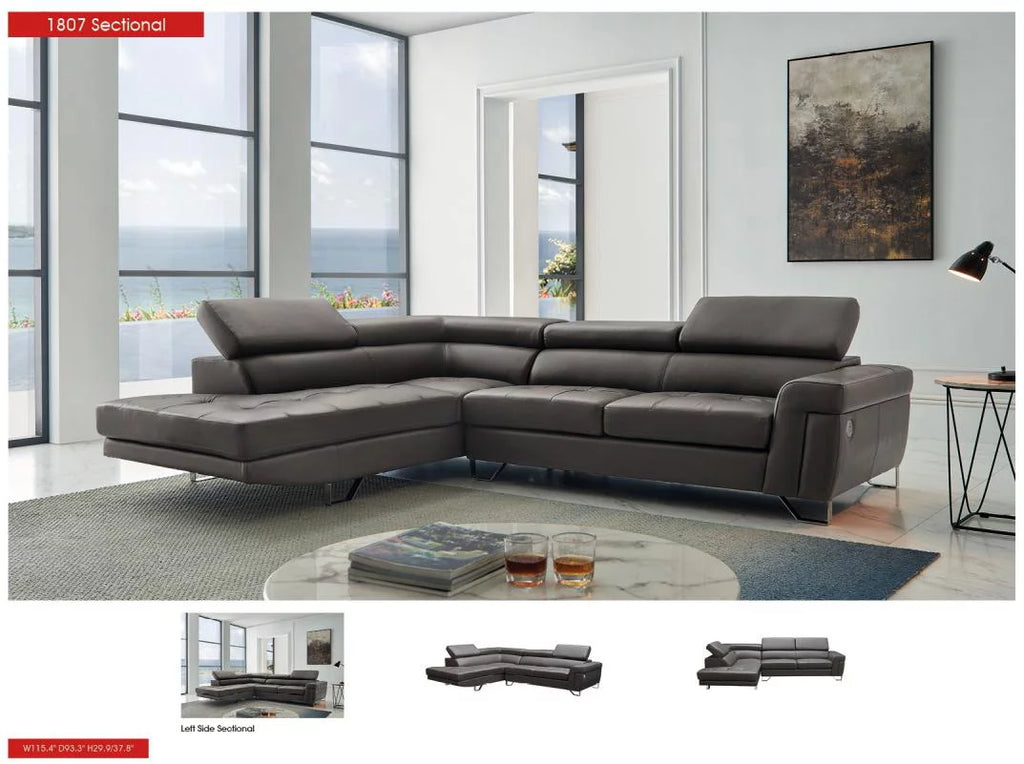 Dark Gray Top-grain Leather Sectional Sofa Z6613