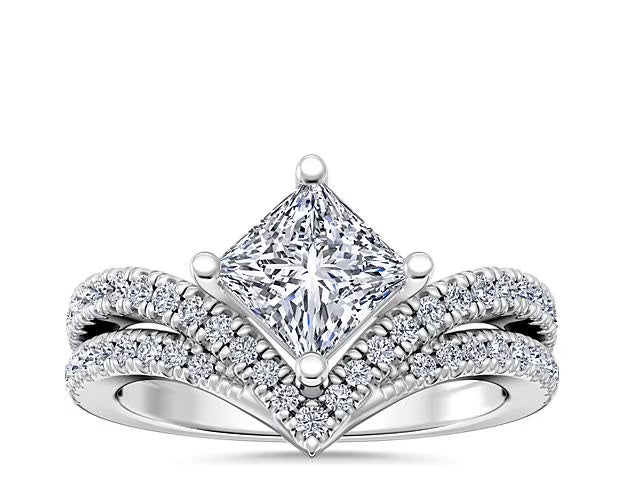 14K White Gold Princess Cut Diamond Solitaire Ring Size 7 G6293