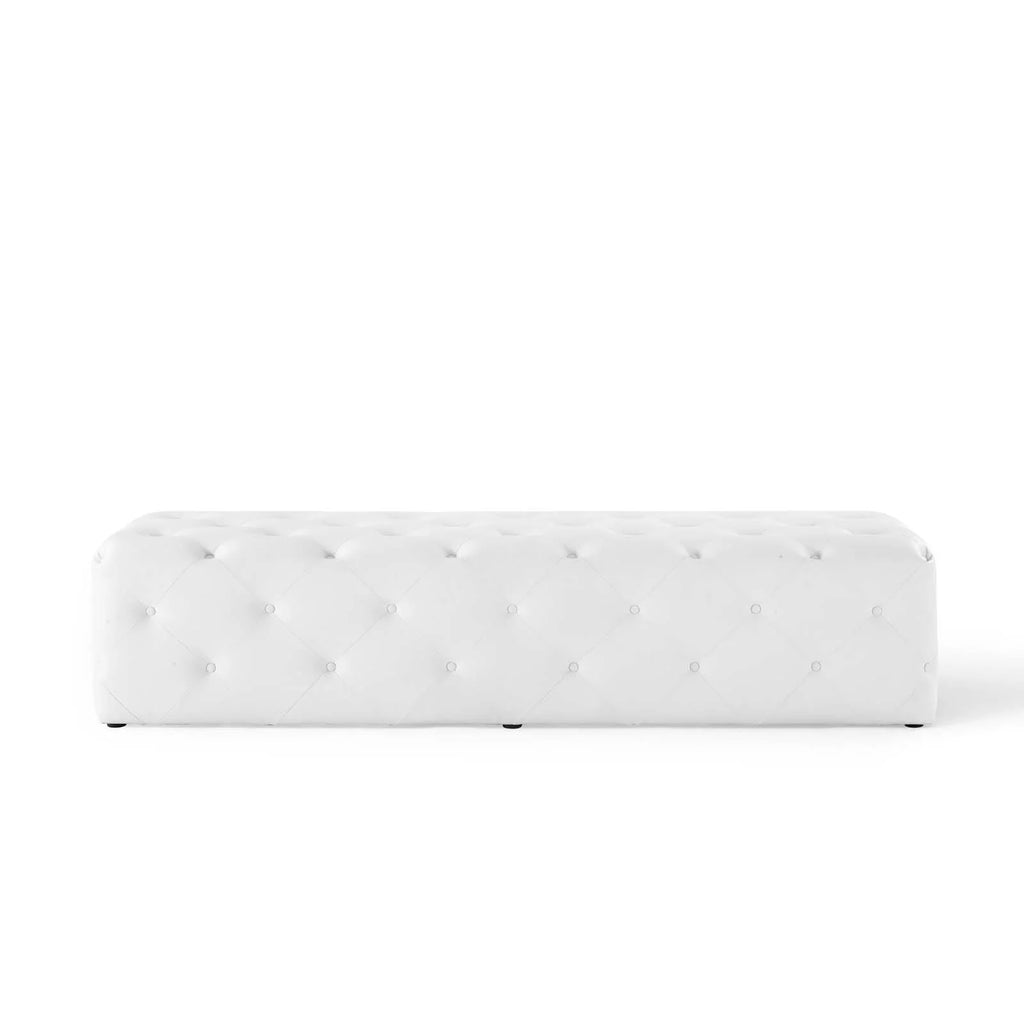 White Faux Leather Tufted Bench M332214