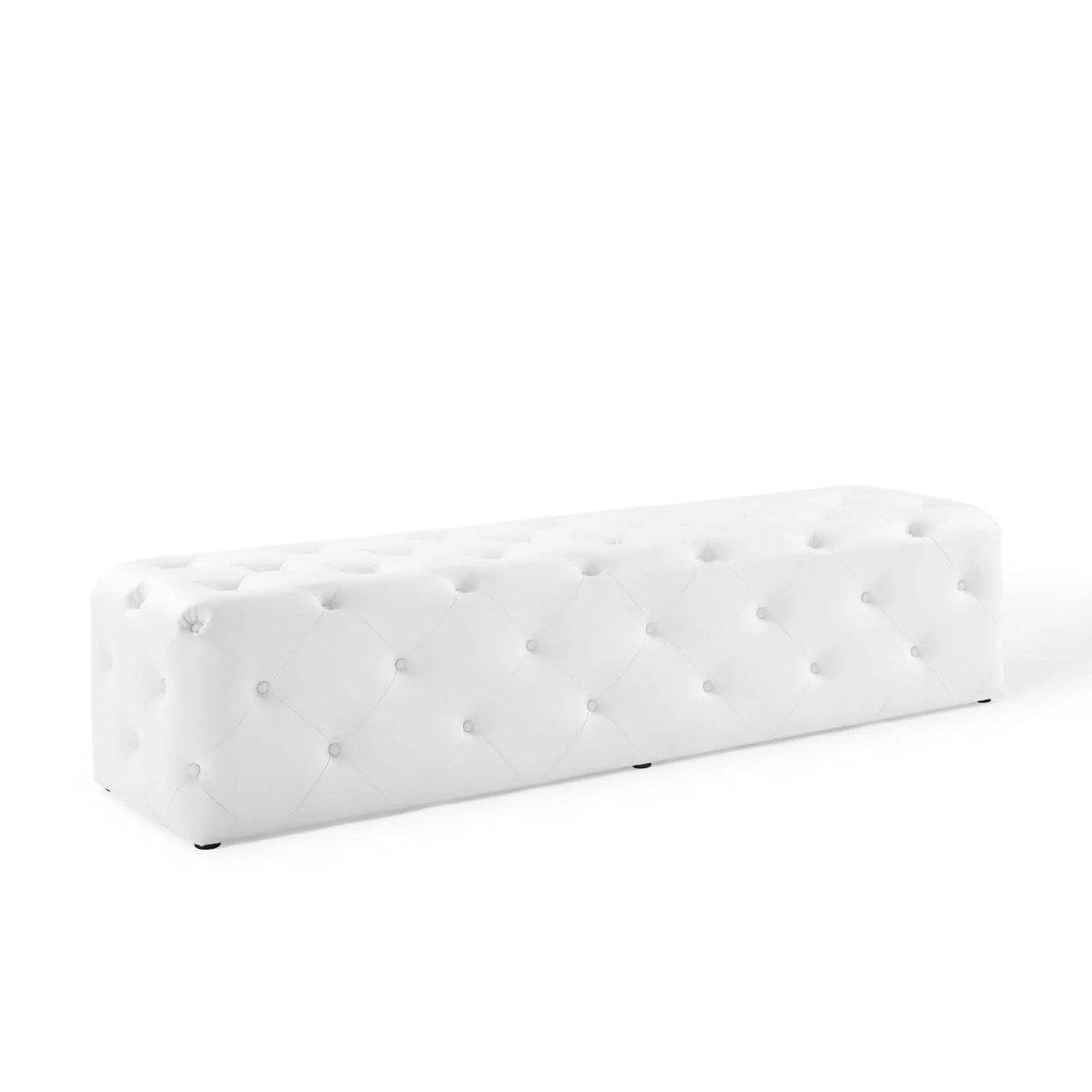 White Faux Leather Tufted Bench M332214