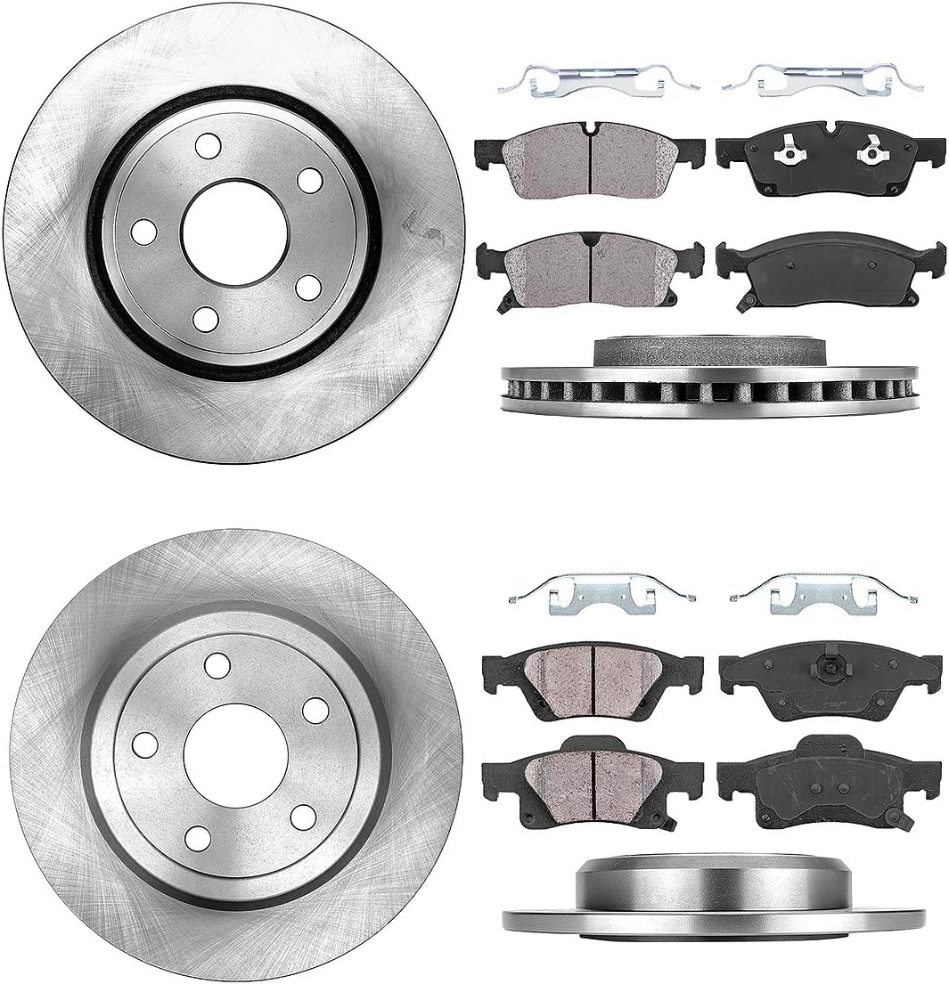 Premium OE 5 Lug Rotors + Ceramic Brake Pads + Clips G9965
