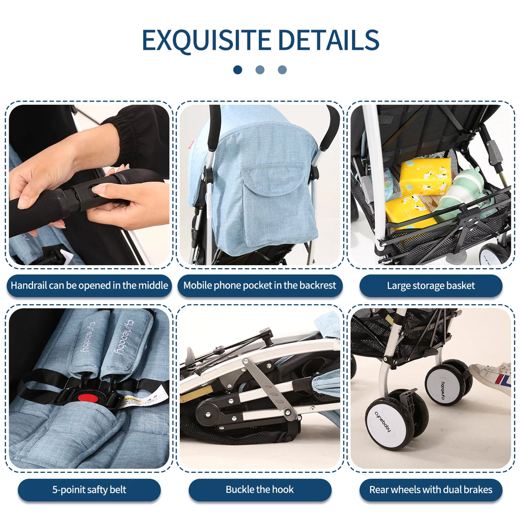 Blue Compact Lightweight Folding Umbrella Stroller Q7634