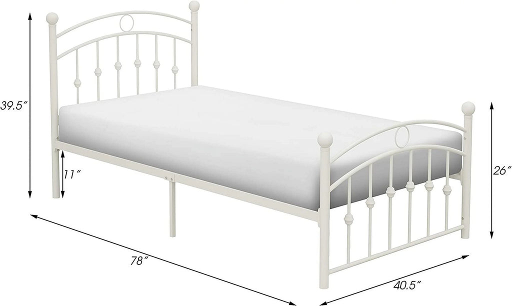 White Metal Platform Bed L30568