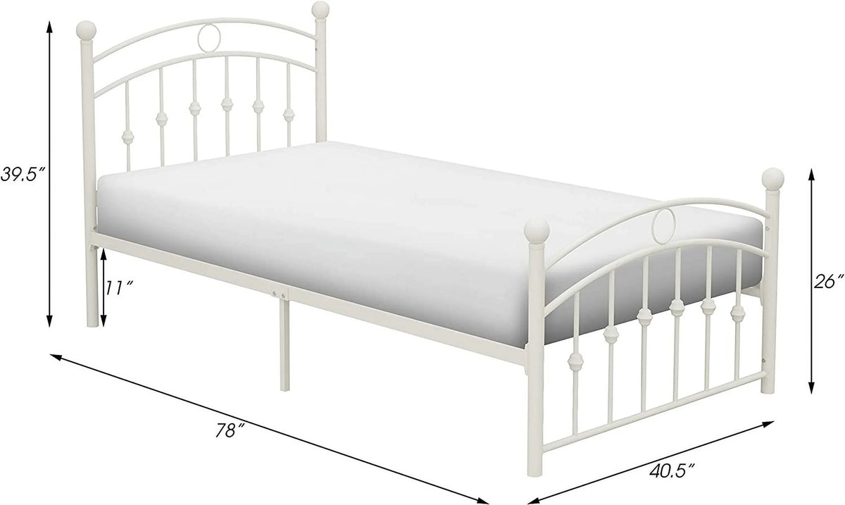 White Metal Platform Bed L30568