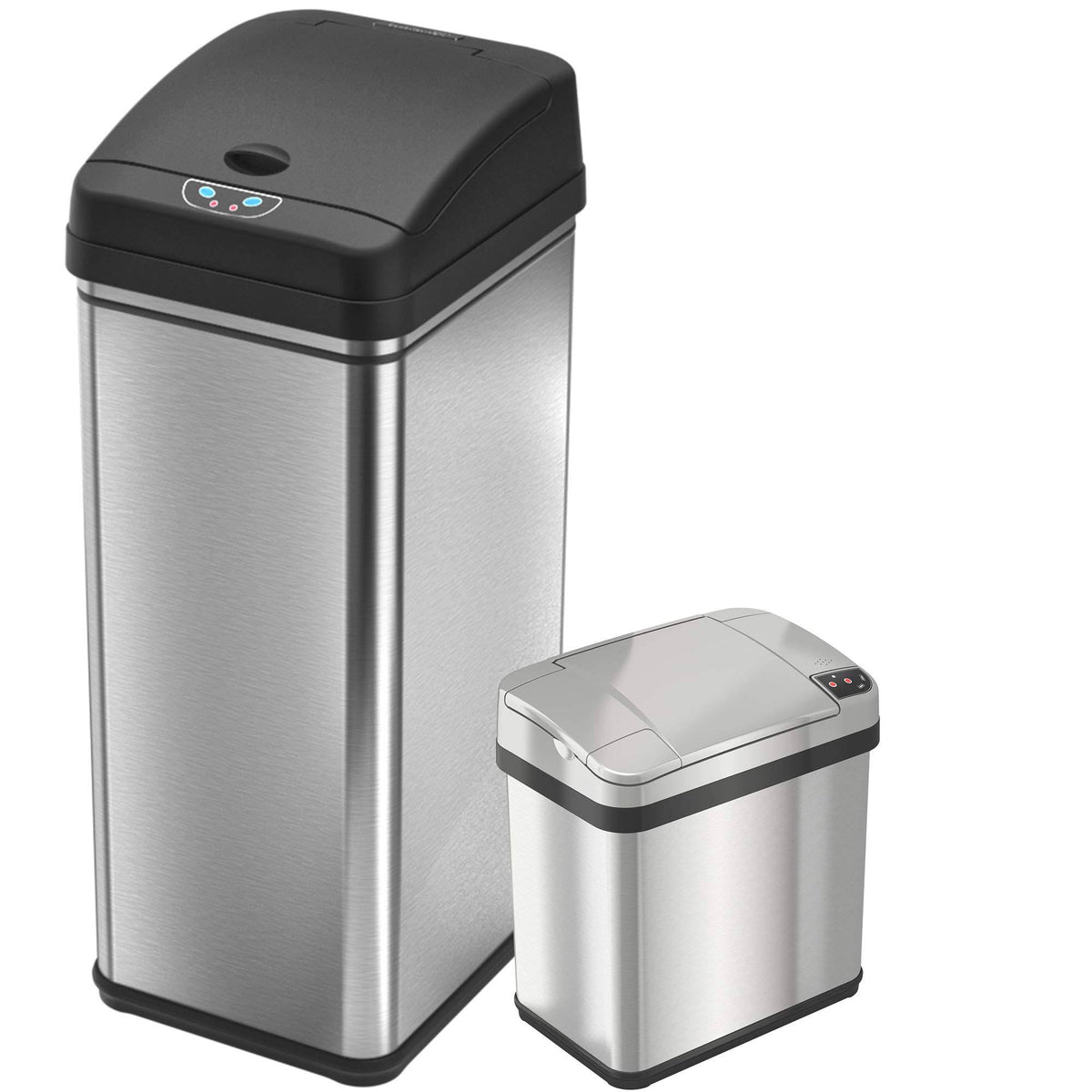 13 Gallon and 2.5 Gallon Stainless Steel Sensor Trash Cans Set of 2 M149958